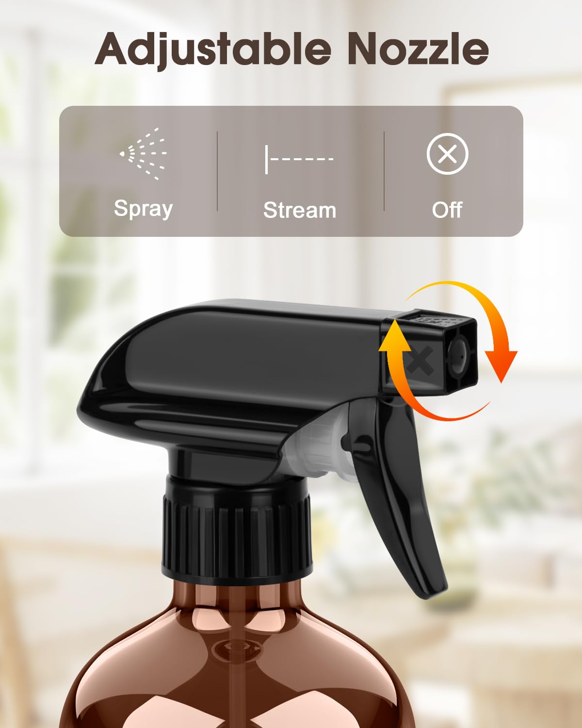 Bontip bouteille spray en verre ambre avec nozzle réglable