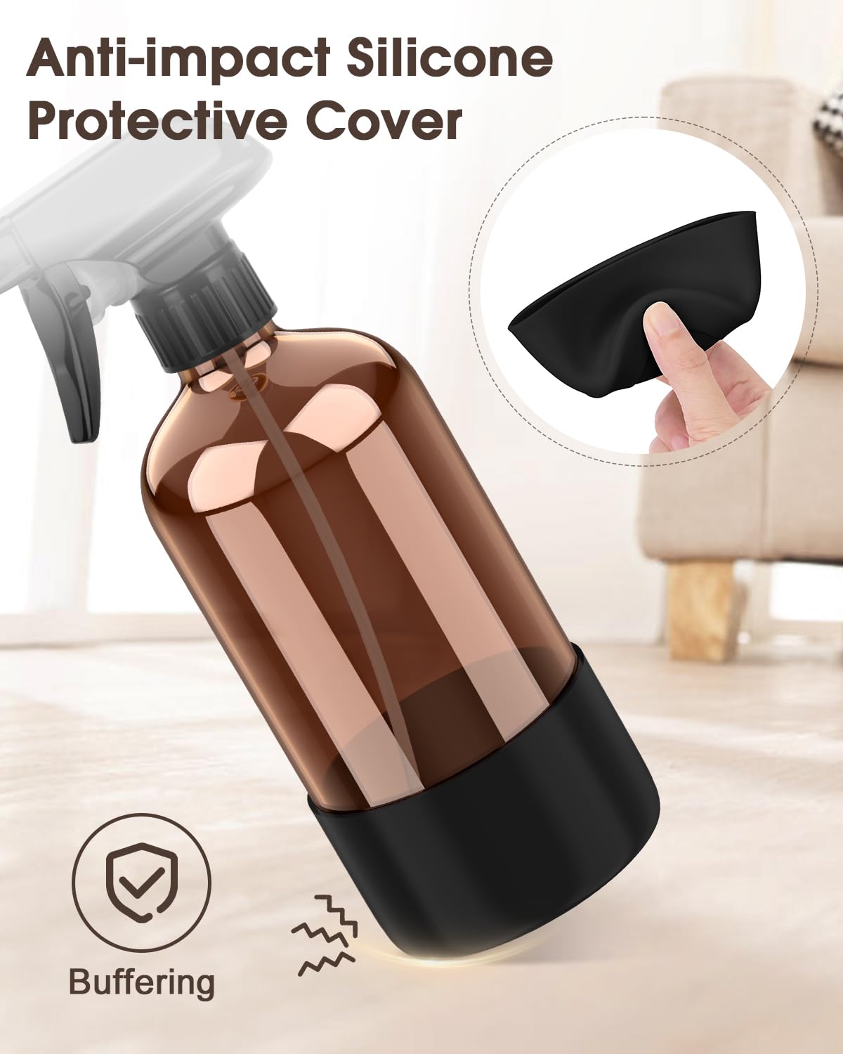 Bontip bouteille spray en verre ambre en utilisation pour soins de cheveux