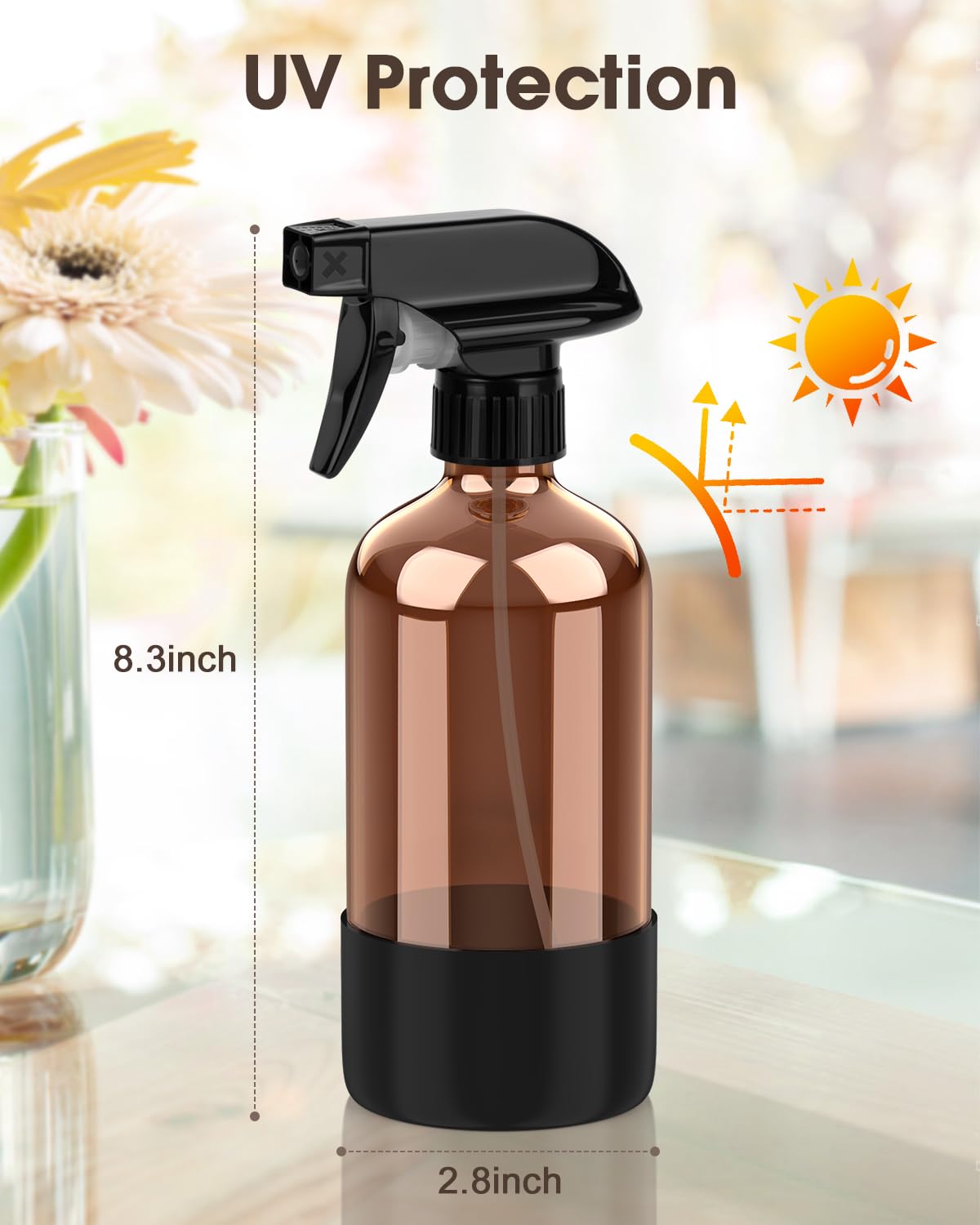 Bontip bouteille spray en verre ambre vue de dos