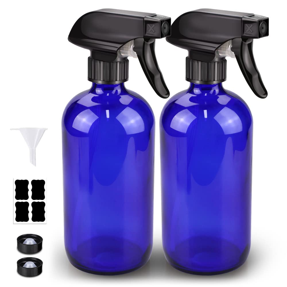 Bontip bouteille spray en verre bleu vue de face