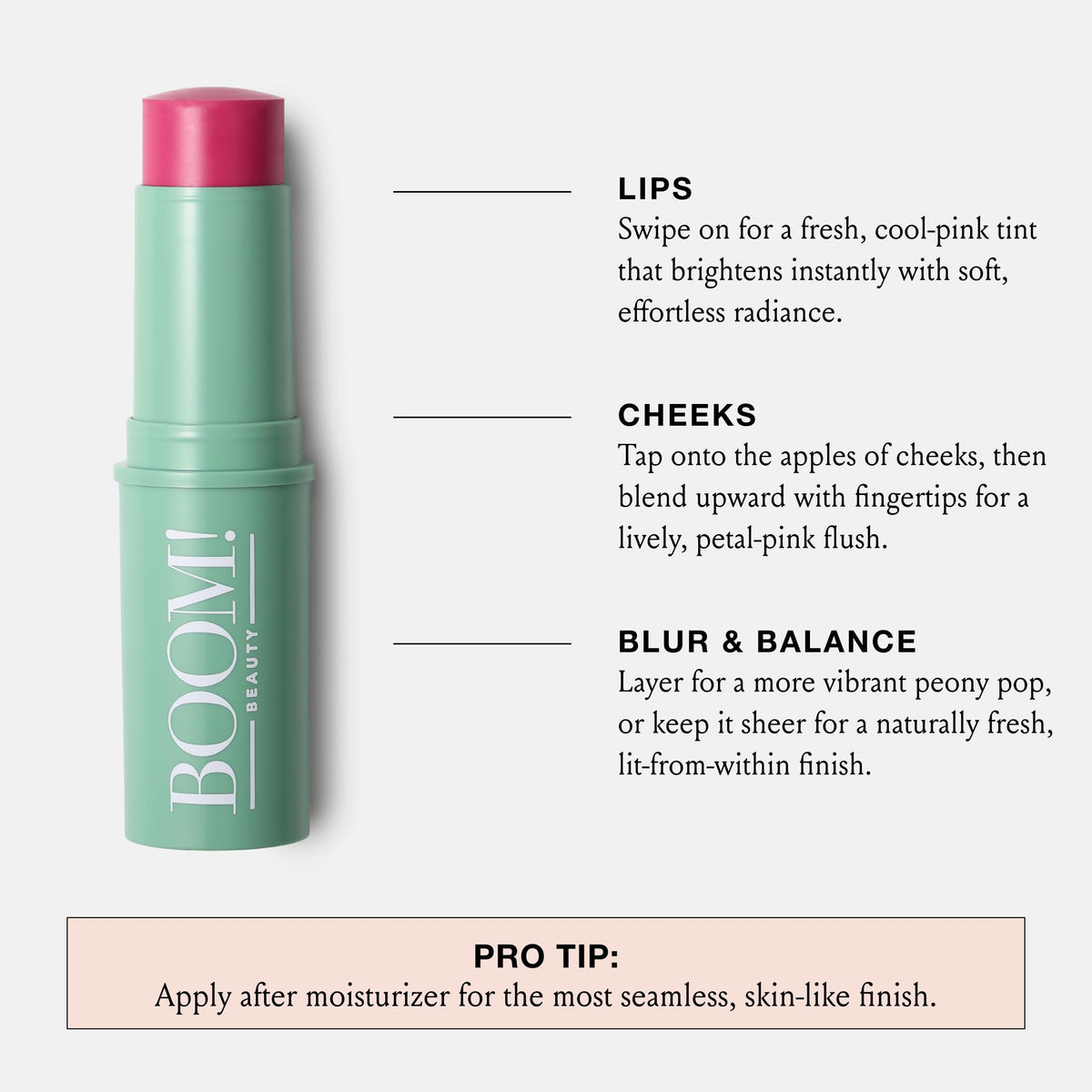 BOOM! Multistick Peony Pink dans un sac à main