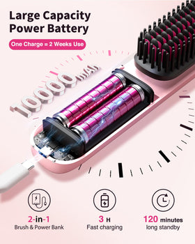 Bopcal Brosse Lissante sans Fil rose poudré en utilisation