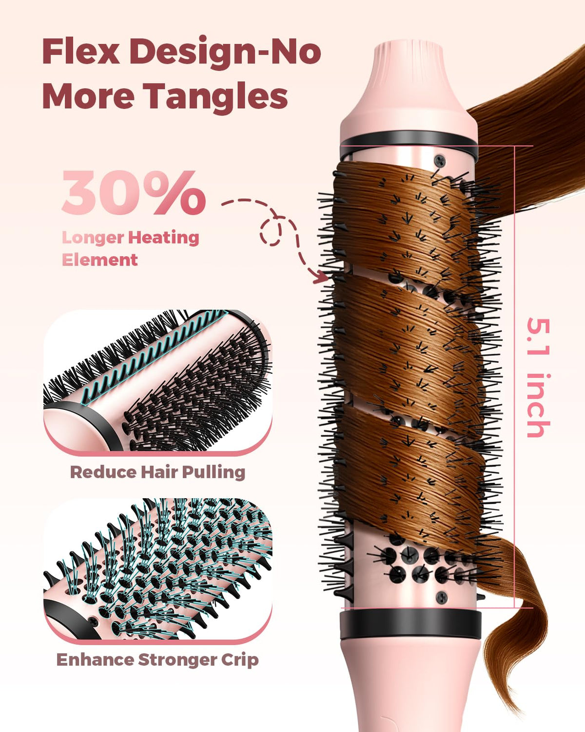 Bopcal brosse thermique avec réglage de chaleur sur écran