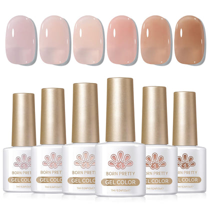 Born Pretty 6 bouteilles de vernis gel Jelly Nude 7ml chaque