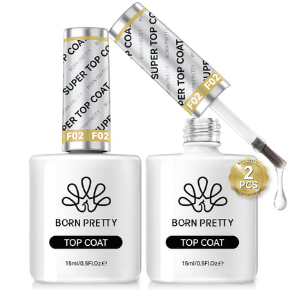 Born Pretty Gel Top Coat 15ML vue avant avec finition brillante