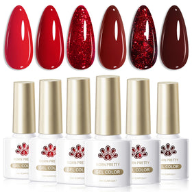 Born Pretty set de vernis à ongles gel rouge avec 6 flacons de 7ml