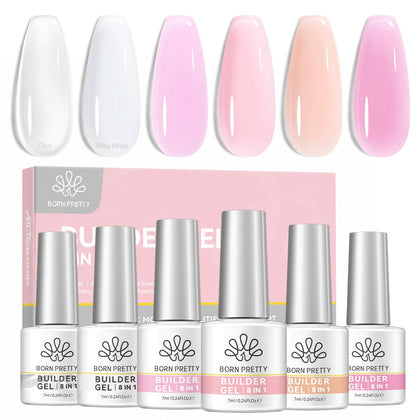Born Pretty set de vernis gel 8 en 1 avec 6 couleurs nude rose