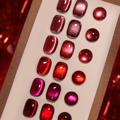 Born Pretty set de vernis gel magnétique rouge 7ml, six bouteilles