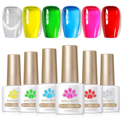 Born Pretty set de vernis gel néon 6 bouteilles vue d'ensemble