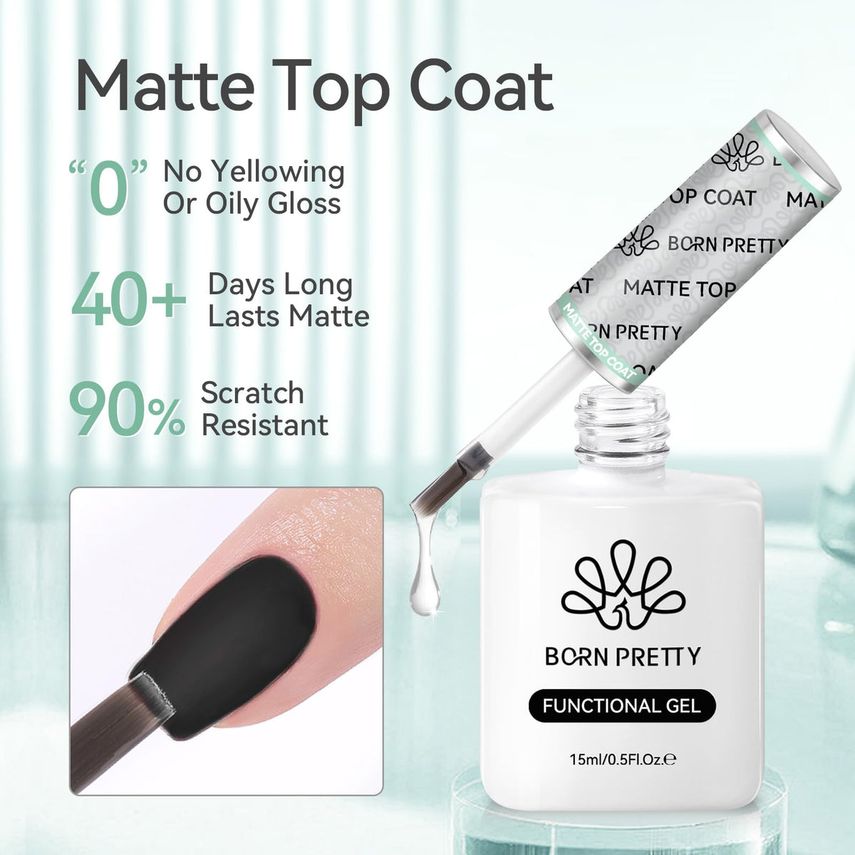 Born Pretty Top Coat Gel Mat 15ml packaging