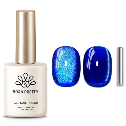 Born Pretty vernis gel magnétique 15ml bleu paillettes face