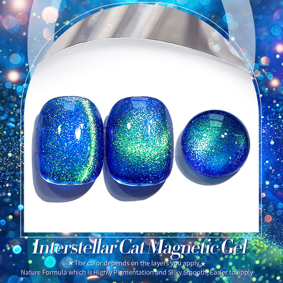 BORN PRETTY Vernis Gel Magnétique 15ml Paillettes Bleues bouteille avec étiquette