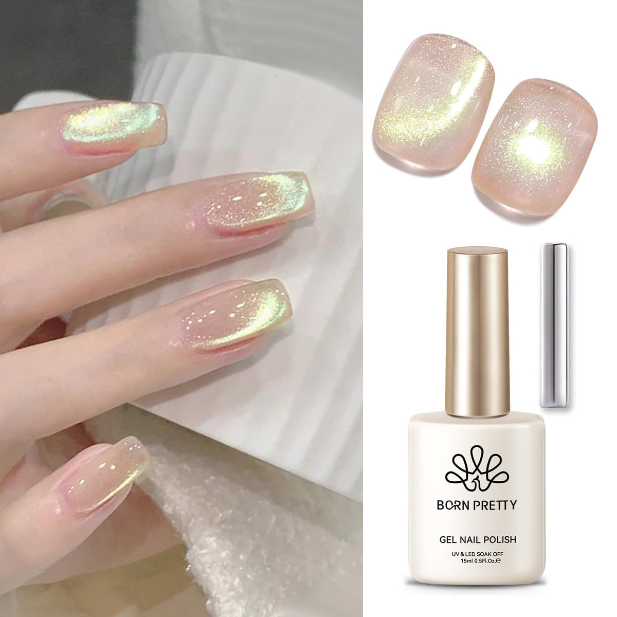 Born Pretty Vernis Gel Magnétique Rose Nude 15ml, vue de face
