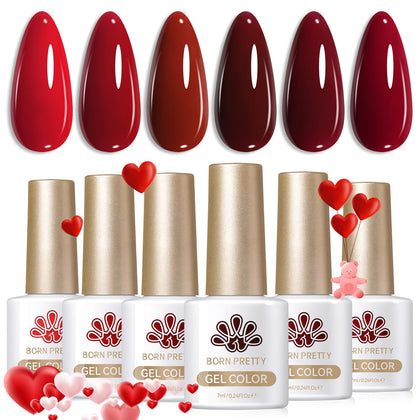 Born Pretty Vernis Gel Rouge Cerise Bordeaux 7ml bouteille avant