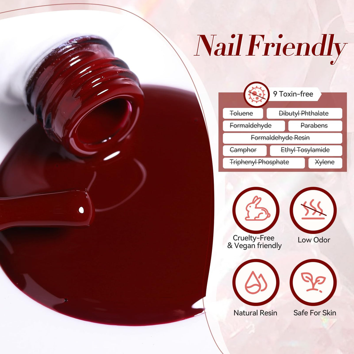 Born Pretty vernis gel rouge foncé 7ml flacon avant