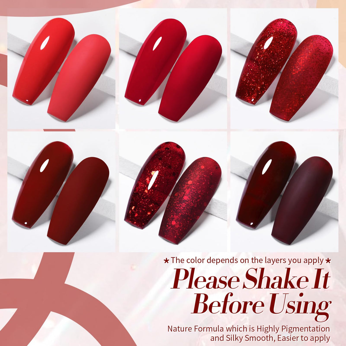 Born Pretty vernis gel rouge sang 7ml flacon avant