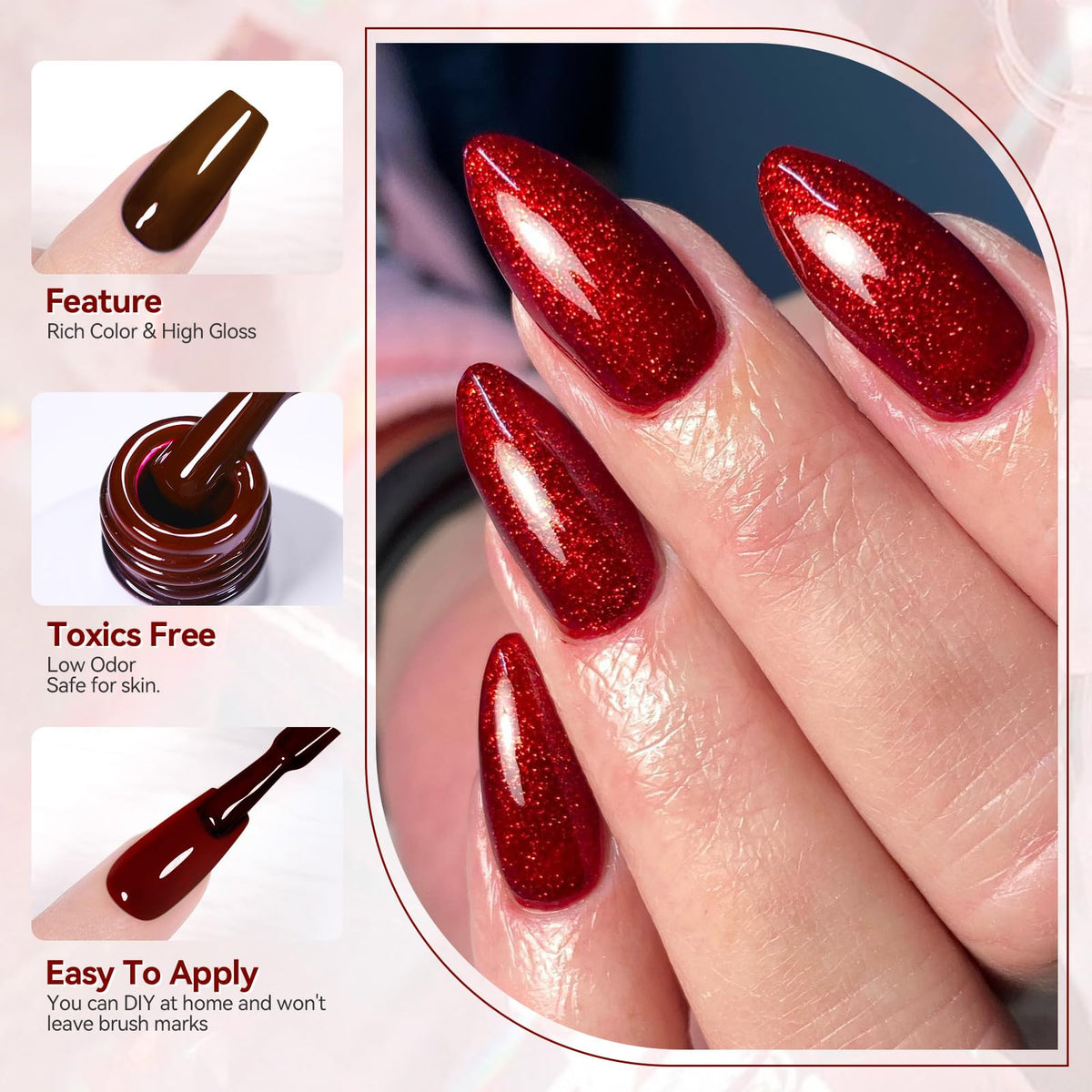 Born Pretty vernis gel rouge vif 7ml flacon avant