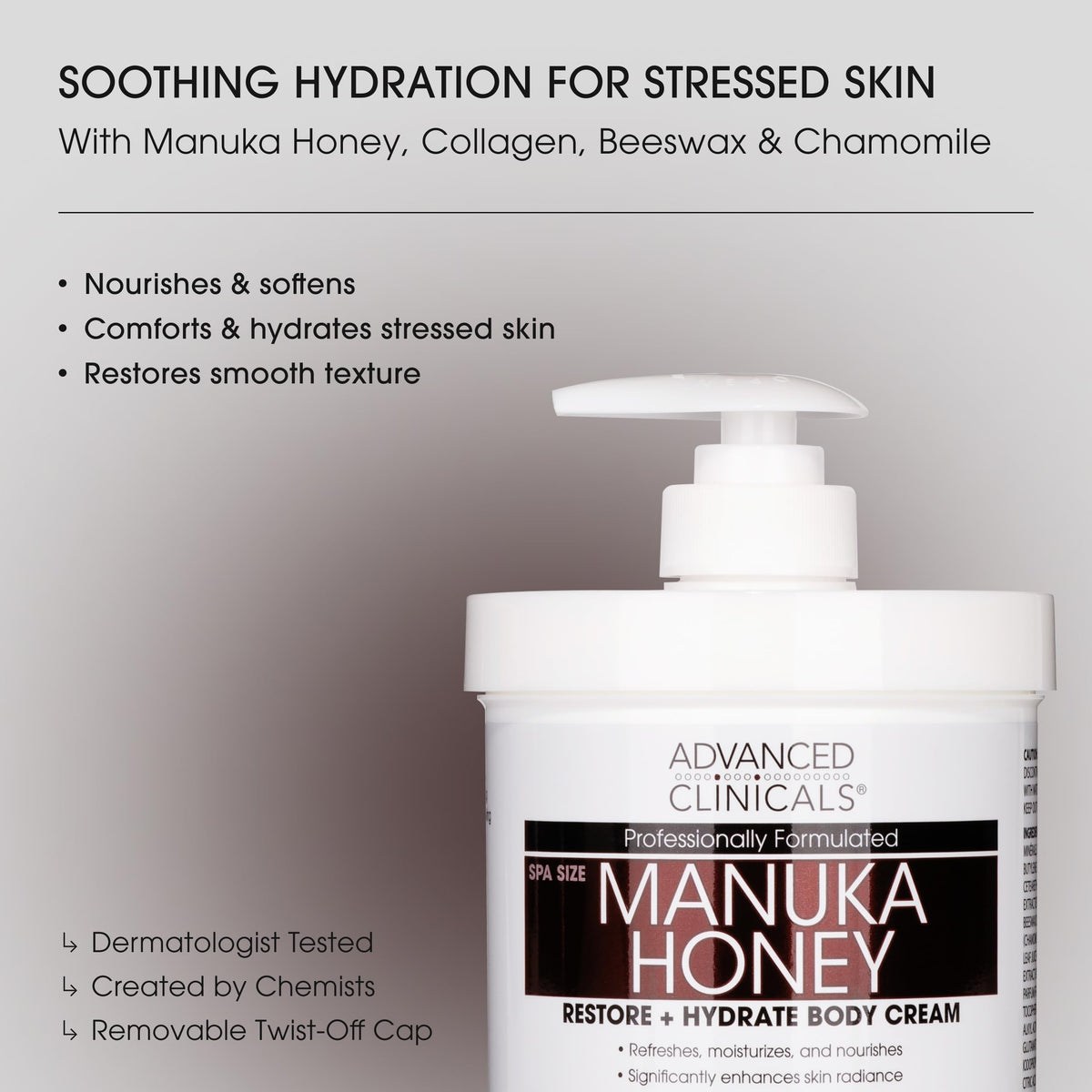 Bouchon de la Crème Corporelle Miel de Manuka d'Advanced Clinicals