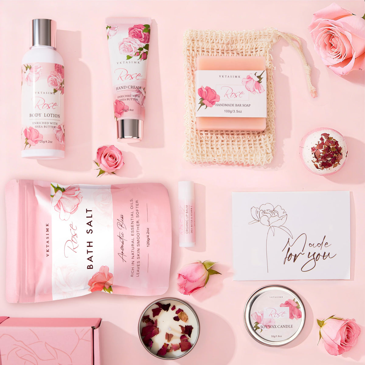 Bougie parfumée à la rose du coffret spa
