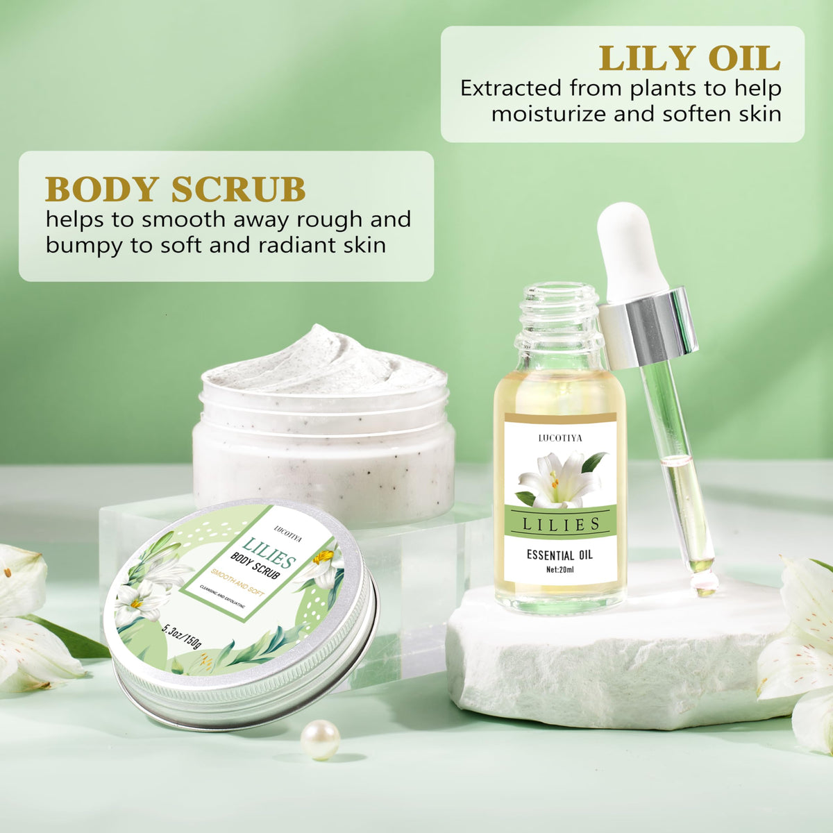 Bougie parfumée au lys du coffret de soins au lys LUCOTIYA