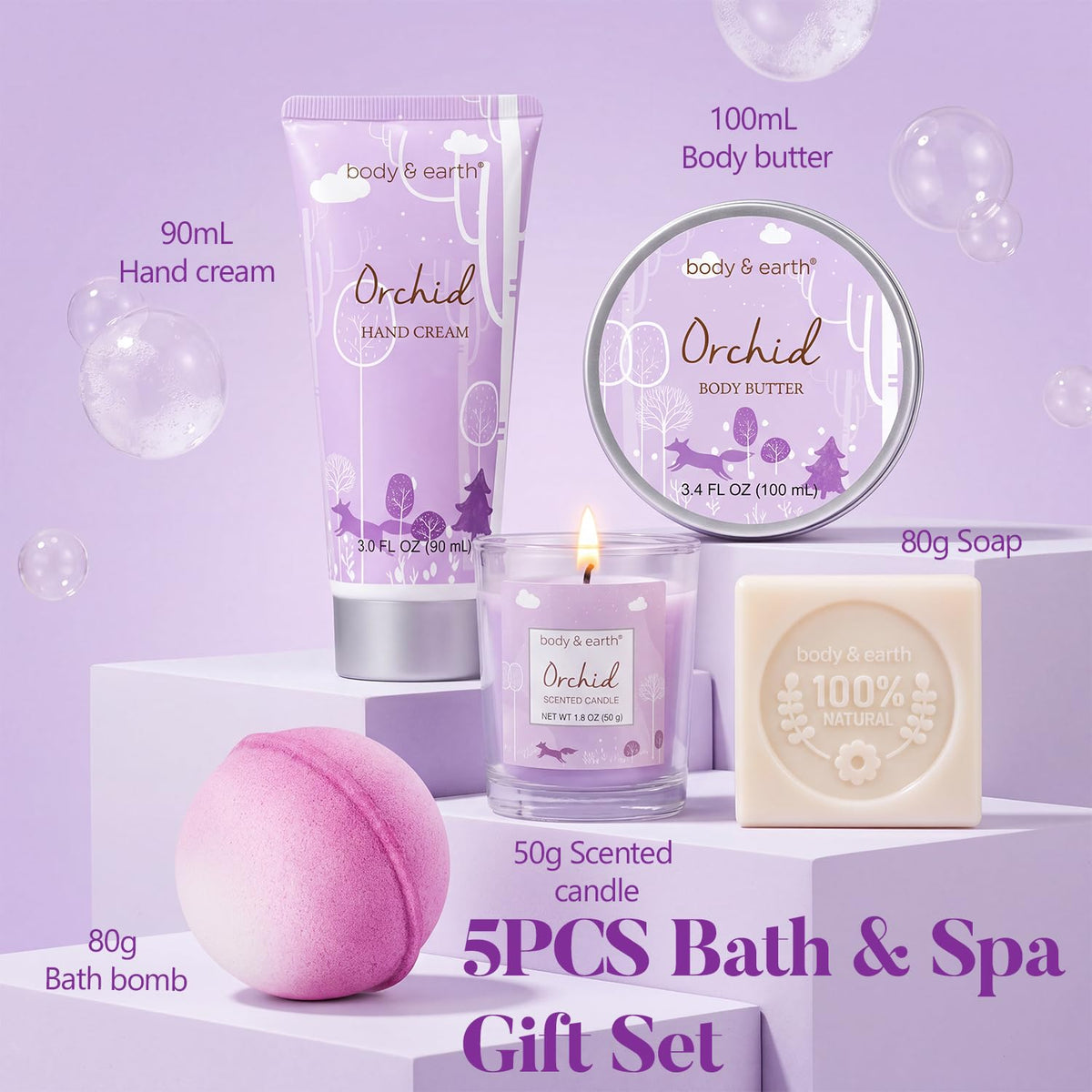 Bougie parfumée incluse dans le coffret spa BODY & EARTH
