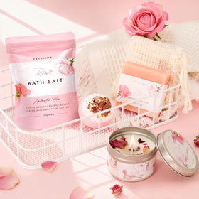 Boules de bain et baume à lèvres du coffret spa