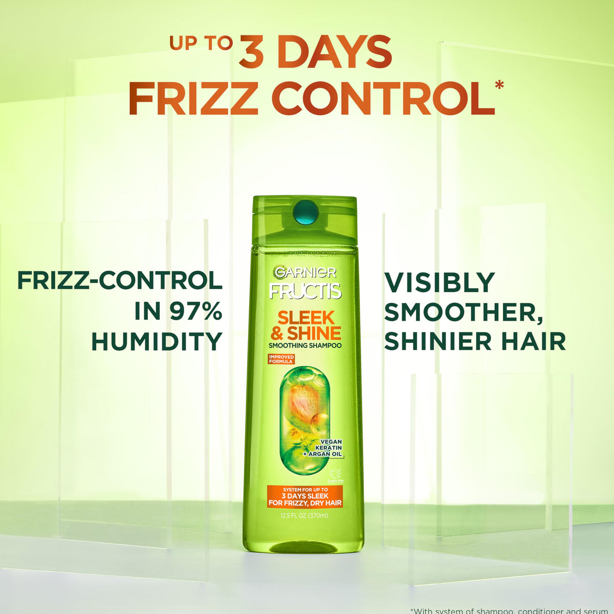 Bouteille d'après-shampooing Garnier Fructis, côté gauche