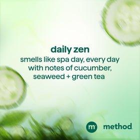 Bouteille d'après-shampooing Method Daily Zen sur un fond neutre