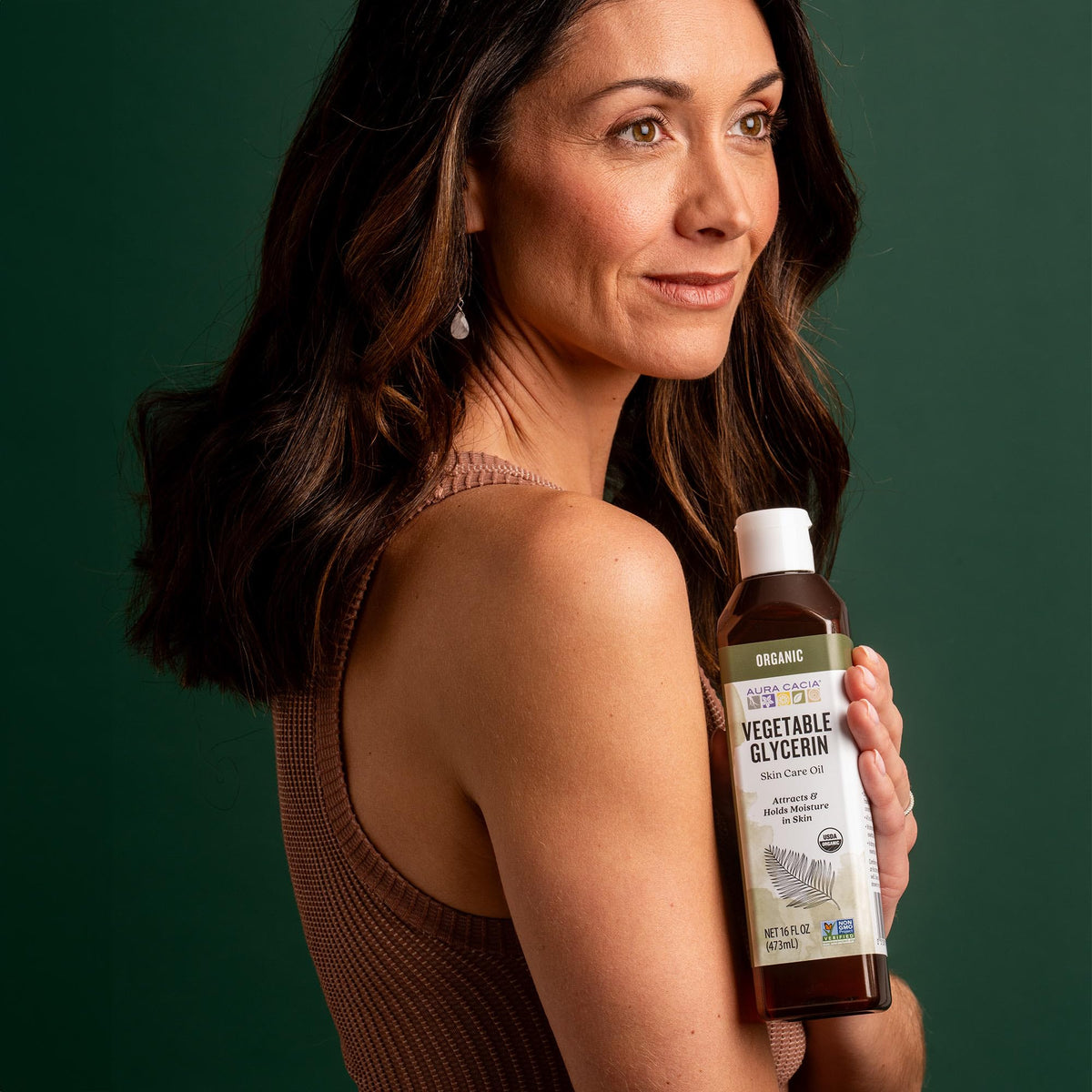 Bouteille d'Aura Cacia avec étiquette visible