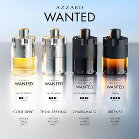 Bouteille d'Azzaro Wanted avec une ambiance masculine