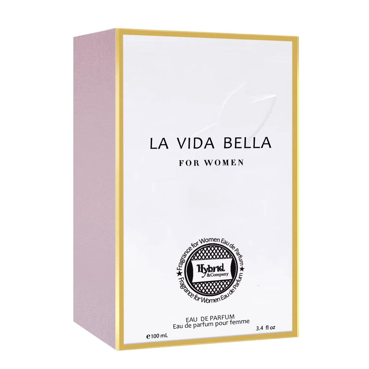 Bouteille d'eau de parfum La Vida Bella sur un fond coloré