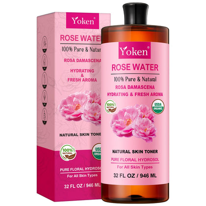 Bouteille d'eau de rose Yoken 32oz avec étiquette