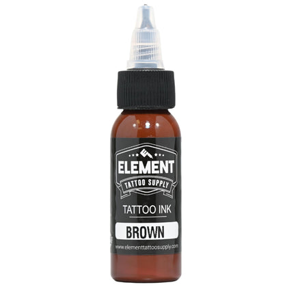 Bouteille d'encre à tatouage brune Element 1oz vue de face