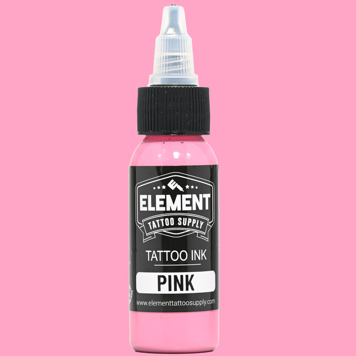 Bouteille d'encre de tatouage rose Element avec étiquette