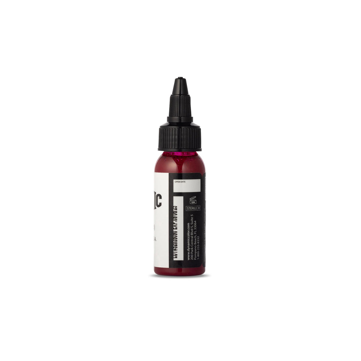 Bouteille d'encre de tatouage rouge vin Dynamic Color avec étiquette