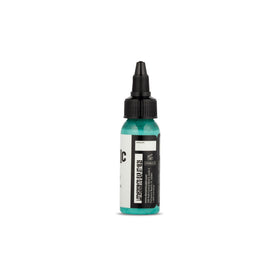 Bouteille d'encre de tatouage turquoise Dynamic Color Co 30ml avec étiquette.