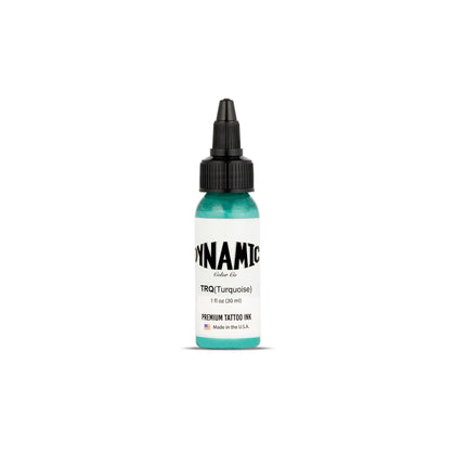 Bouteille d'encre de tatouage turquoise Dynamic Color Co 30ml vue de face.