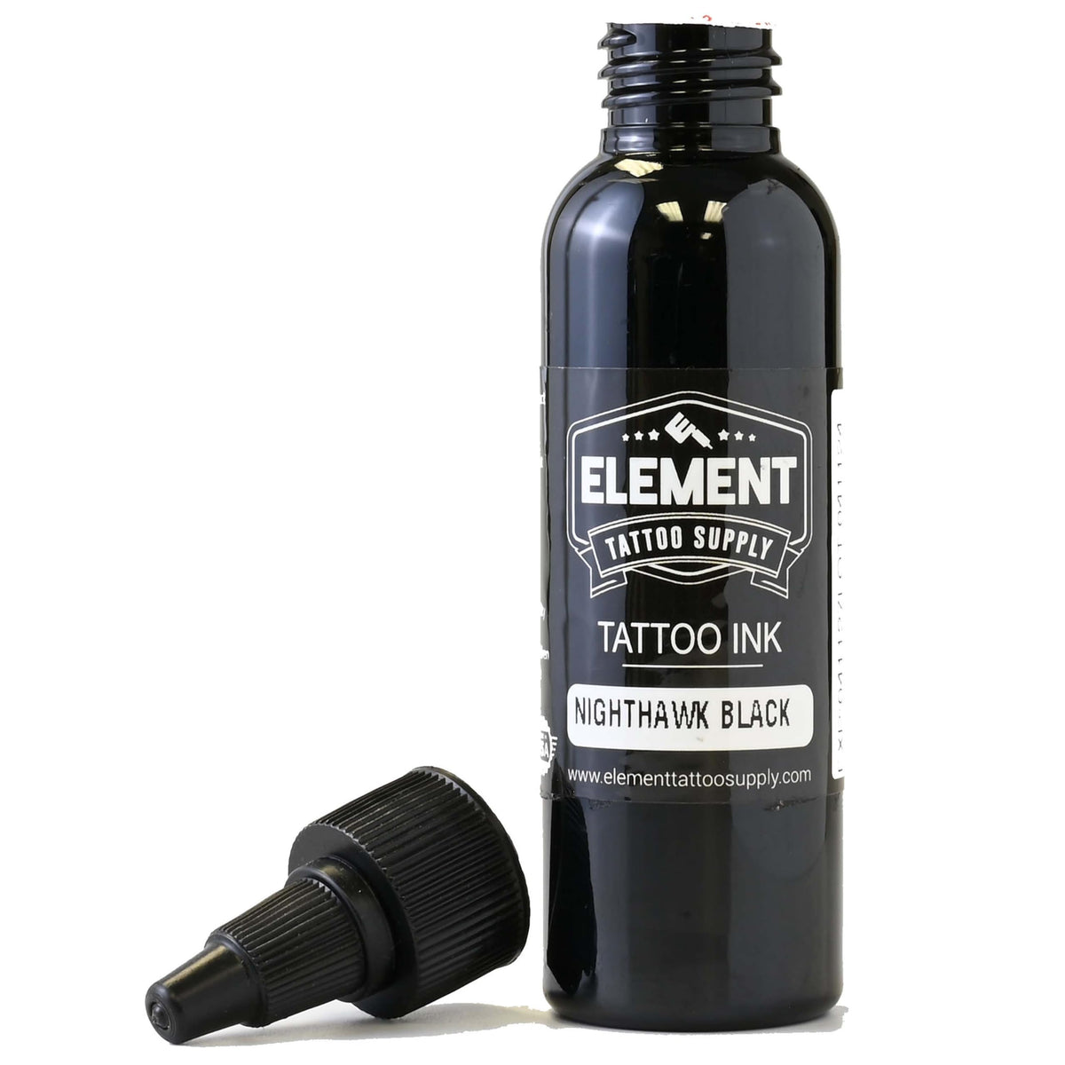 Bouteille d'encre noire Nighthawk 2oz avec étiquette visible