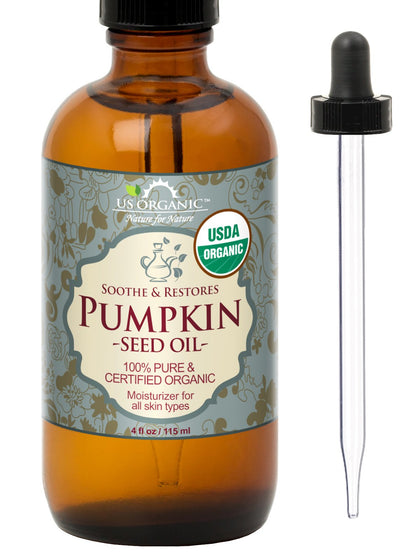 Bouteille d'huile de graines de citrouille US Organic 115 ml vue de face