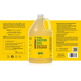 Bouteille d'huile de ricin Seven Minerals sur une table de beauté