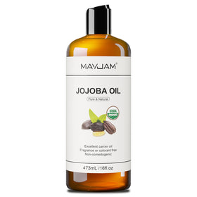 Bouteille de 473ml d'huile de jojoba MAYJAM vue de face