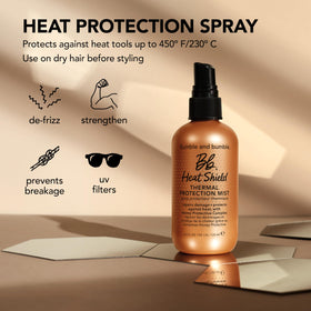 Bouteille de brume thermique protectrice sur une coiffeuse