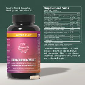 Bouteille de Complexe de Croissance Capillaire Primal Harvest avec capsules