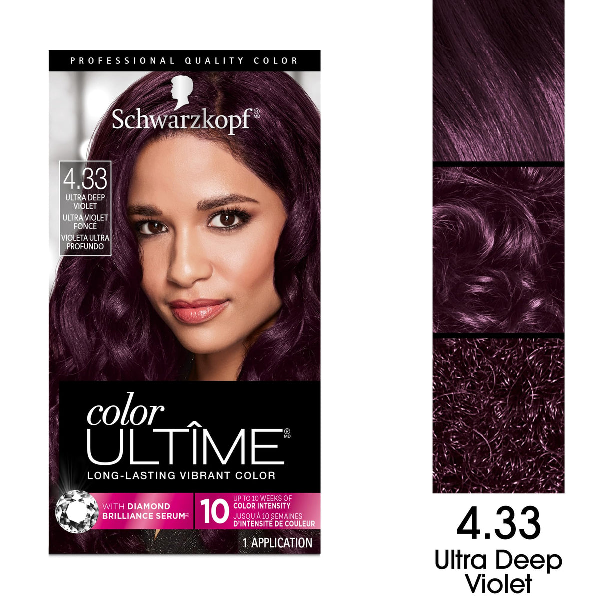 Bouteille de crème colorante Schwarzkopf Color Ultime 4.3 Violet Profond