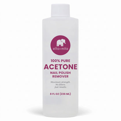 Bouteille de dissolvant d'ongles ella+mila 100% pure acétone 236ml vue de face