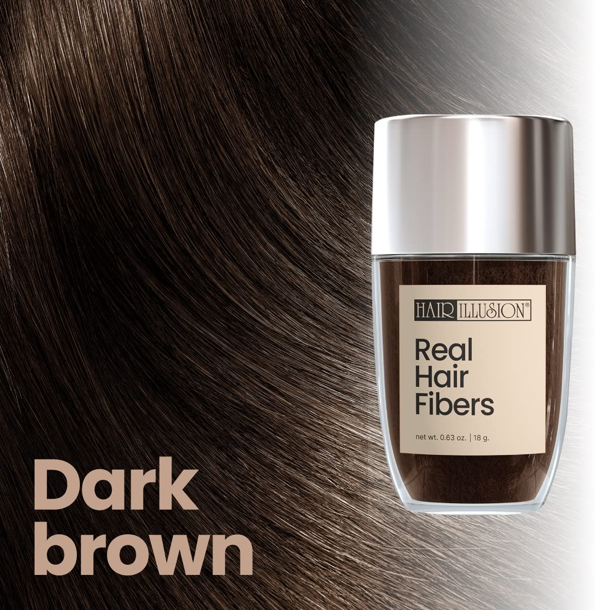 Bouteille de fibres de cheveux Hair Illusion ouverte avec fibres visibles
