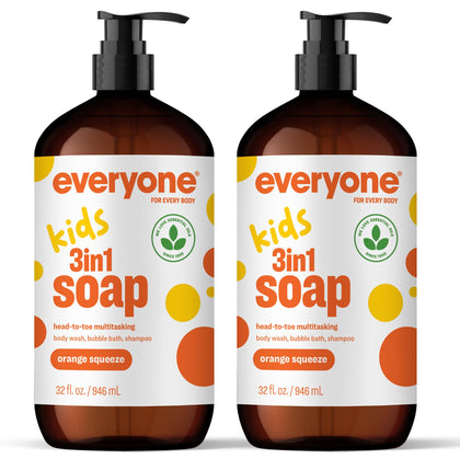 Bouteille de gel douche 3-en-1 enfants 32oz orange vue de face