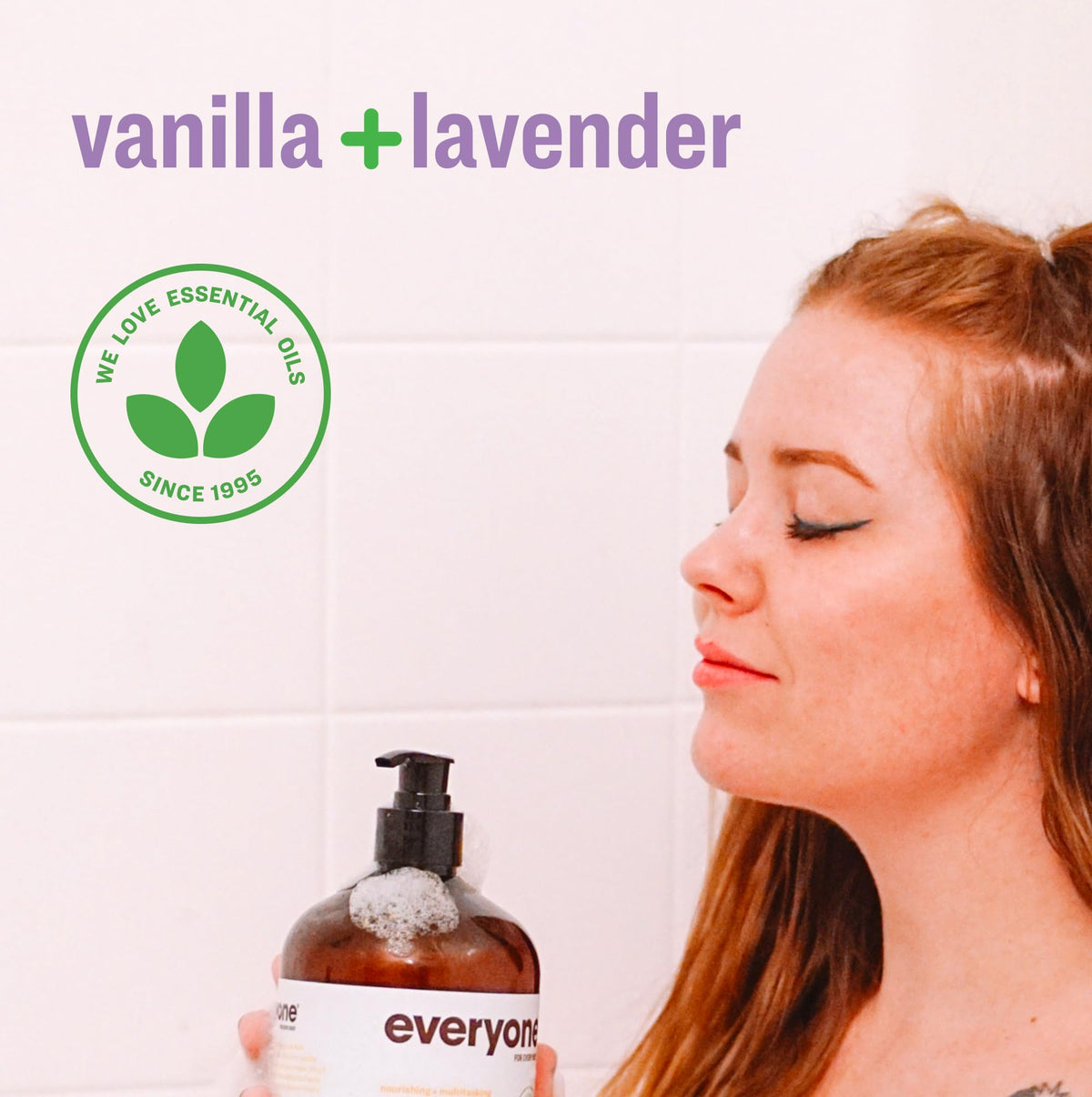 Bouteille de Gel Douche 3en1 Vanille Lavande côté