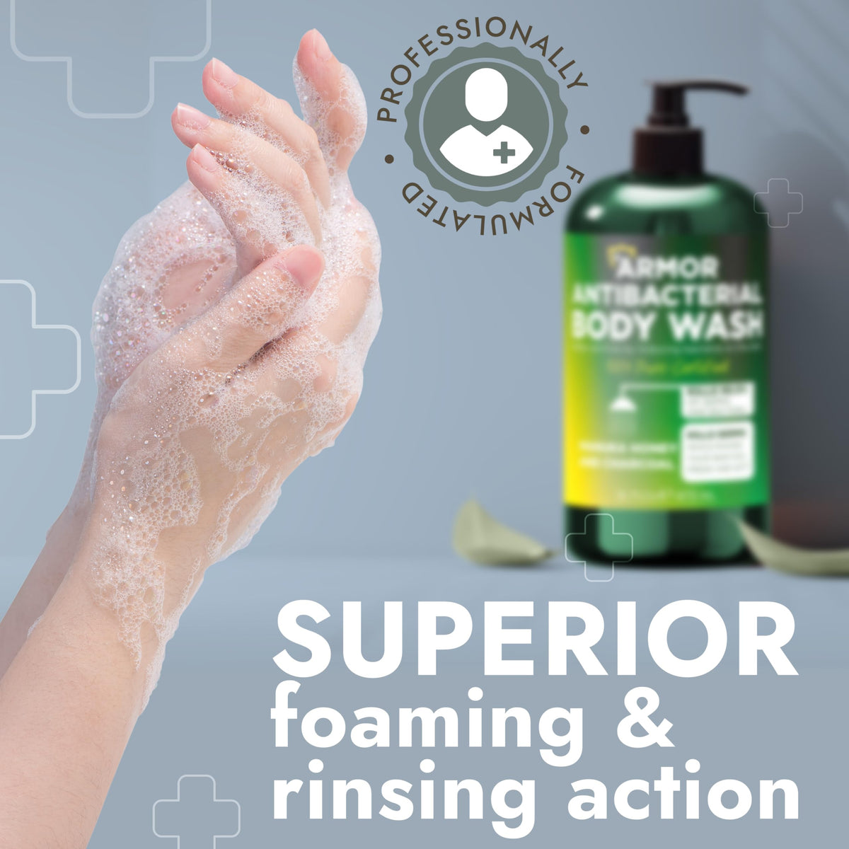 Bouteille de Gel Douche Antibactérien Terramed avec son étiquette