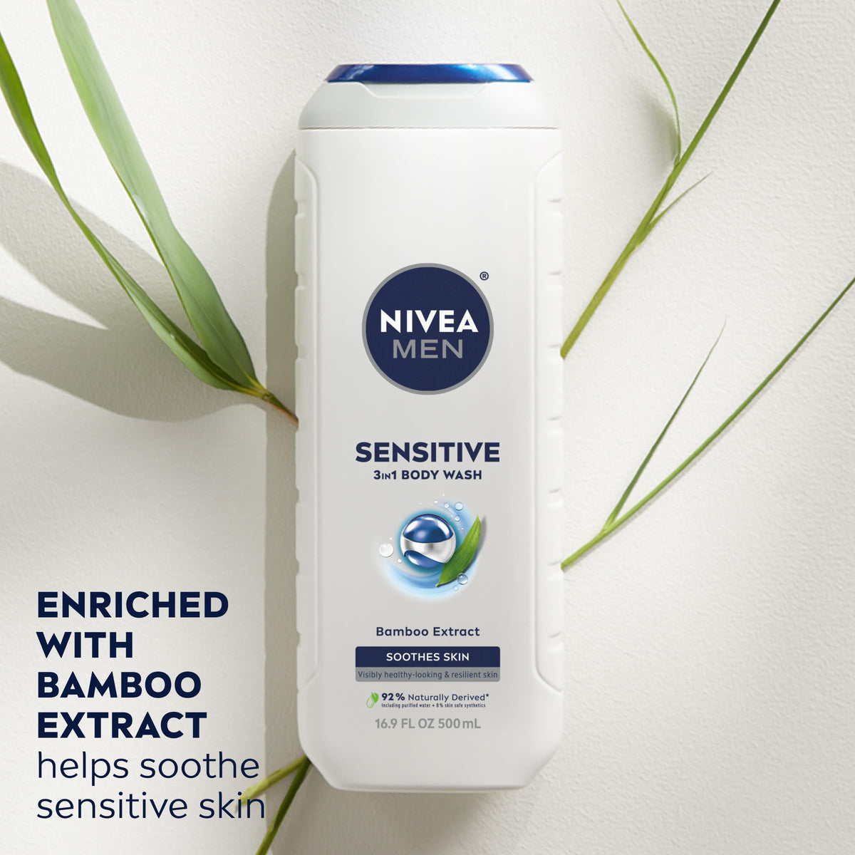 Bouteille de gel douche NIVEA MEN Sensible avec extrait de bambou